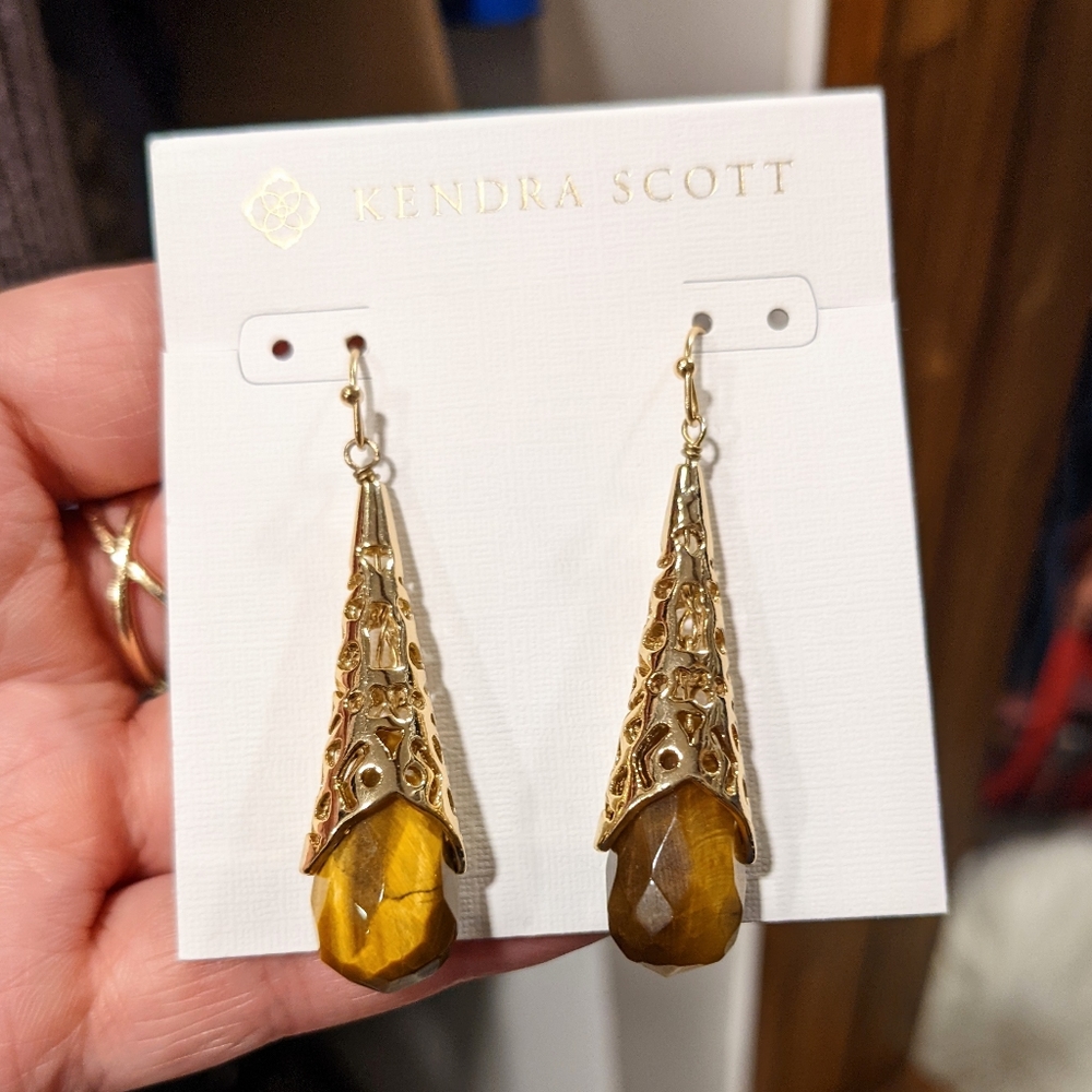 Kendra Scott vintage Tamara Tiger’s Eye filigree drop earrings